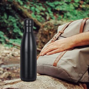 FYY Insulated Water Bottle, 17oz/500ml Vacuum Stainless Steel Water Bottles, Sports Water Bottles Keep Cold for 24 Hours and Hot for 12 Hours, BPA Free Leak Proof Reusable Water Bottle Black