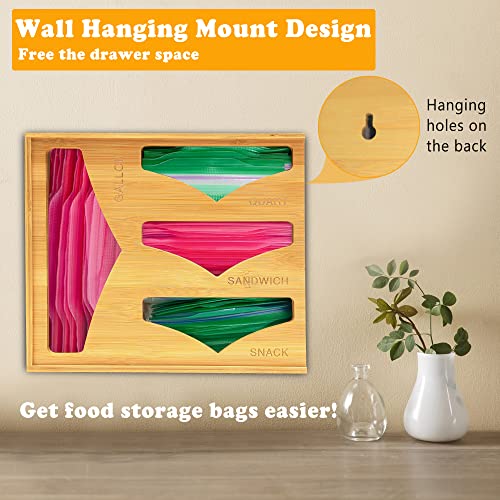 Ziplock Bag Storage Organizer for Kitchen Drawer Plastic Bag Organizer Storage Bag Organizer Baggie Holder with Slider Lids Compatible with Ziploc, Gallon, Quart Sandwich & Snack Variety Size Bags