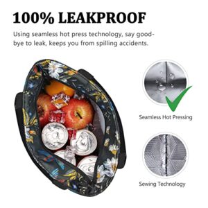 Gloppie Lunch Bag Women Insulated Lunch Bag Adults Lunch Box Leakproof Lunch Tote Thermal Cooler Bag Meal Prep Bag Snack Bags for Work Travel Picnic Hummingbird Daisy 9L