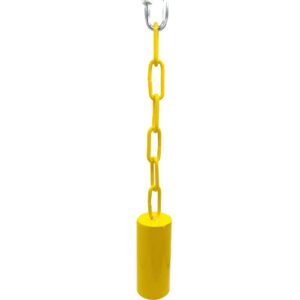 mandarin bird toys 3010 medium yellow chime pipe ringer by m&m - durable brightly colored powder coated bird safe ringing cage bell with heavy quick link connector, classic hanging aviary bell, noisy