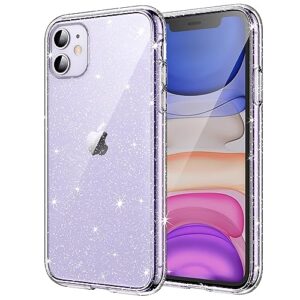 jetech glitter case for iphone 11, 6.1-inch, bling sparkle shockproof phone bumper cover, cute sparkly for women and girls (clear)