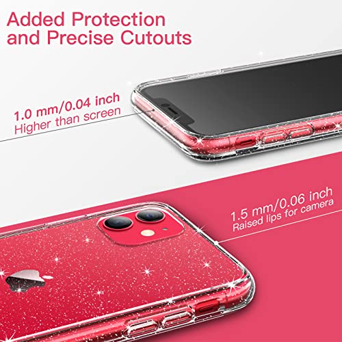JETech Glitter Case for iPhone 11, 6.1-Inch, Bling Sparkle Shockproof Phone Bumper Cover, Cute Sparkly for Women and Girls (Clear)