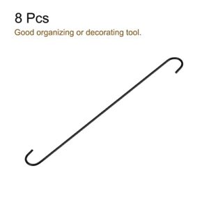 uxcell S Hanging Hooks, 20inch/500mm Extra Long Steel Hanger, Indoor Outdoor Uses for Garden, Bathroom, Closet, Workshop, Kitchen, Black, 8Pcs