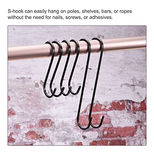 uxcell S Hanging Hooks, 20inch/500mm Extra Long Steel Hanger, Indoor Outdoor Uses for Garden, Bathroom, Closet, Workshop, Kitchen, Black, 8Pcs