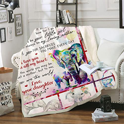 Gifts for Mom from Daughter, from Daughter, Birthday Gifts for Mom, Elephant Plush Sherpa Blanket, Super Soft Warm Cozy Throw Blanket for Couch and Bed 50 x 60 inches