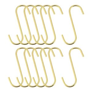 uxcell s hanging hooks, 4inch/110mm extra long steel hanger, indoor outdoor uses for garden, bathroom, closet, workshop, kitchen, gold tone, 12pcs