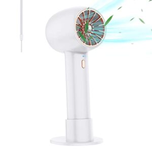 mateprox mini handheld fan, 2000mah rechargeable battery operated fan with 3 speed adjustable removable base, small portable fan for travel women kids girls - white