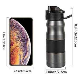 Stainless Steel Insulated Bottle-Vacuum flask Water Bottles Coffee/Juice Cup with Leak Proof Lids,Double Walled Sport Travel Mug with Handle,Keeps Hot and Cold BPA Free 17oz (Black)