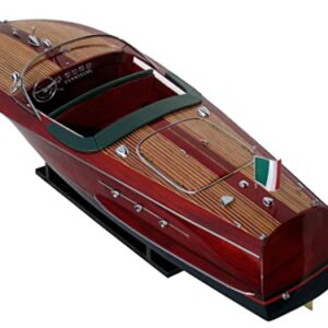 Wooden Model Boats Handicraft Riva ARISTON Painted, Assembled Wooden Boat Decoration, Model Boat Display, Riva Model Boat, RED, 50X14X14 CM