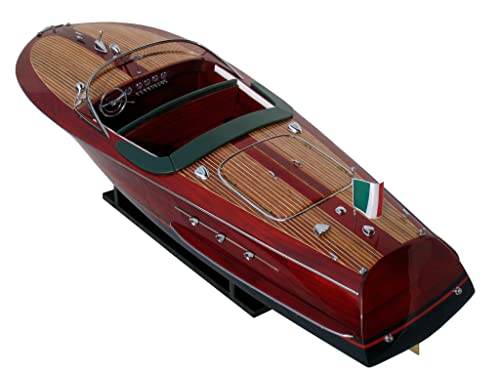 Wooden Model Boats Handicraft Riva ARISTON Painted, Assembled Wooden Boat Decoration, Model Boat Display, Riva Model Boat, RED, 50X14X14 CM