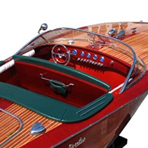 Wooden Model Boats Handicraft Riva ARISTON Painted, Assembled Wooden Boat Decoration, Model Boat Display, Riva Model Boat, RED, 50X14X14 CM