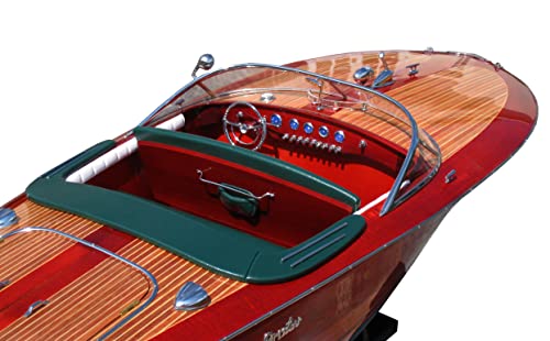 Wooden Model Boats Handicraft Riva ARISTON Painted, Assembled Wooden Boat Decoration, Model Boat Display, Riva Model Boat, RED, 50X14X14 CM