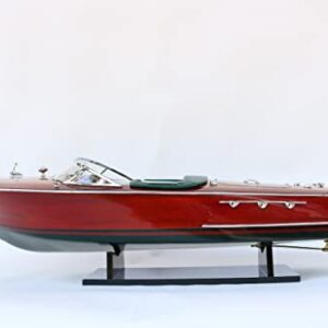 Wooden Model Boats Handicraft Riva ARISTON Painted, Assembled Wooden Boat Decoration, Model Boat Display, Riva Model Boat, RED, 50X14X14 CM