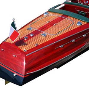 Wooden Model Boats Handicraft Riva ARISTON Painted, Assembled Wooden Boat Decoration, Model Boat Display, Riva Model Boat, RED, 50X14X14 CM