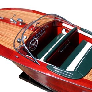 Wooden Model Boats Handicraft Riva ARISTON Painted, Assembled Wooden Boat Decoration, Model Boat Display, Riva Model Boat, RED, 50X14X14 CM