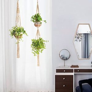 PIKAMAO Macrame Plant Hanger, 5pcs Jute Plant Hanger Indoor with 5pcs Hooks, Handmade Weave Hanging Plant Holder for Indoor Outdoor Boho Home Décor