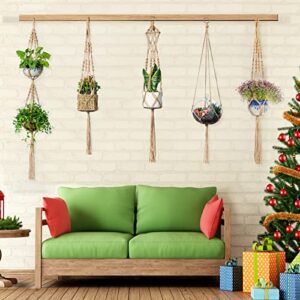 PIKAMAO Macrame Plant Hanger, 5pcs Jute Plant Hanger Indoor with 5pcs Hooks, Handmade Weave Hanging Plant Holder for Indoor Outdoor Boho Home Décor