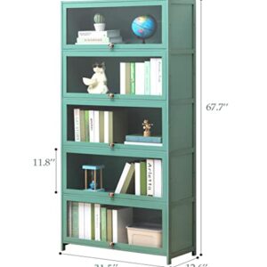 CARVPUMS Kitchen Cabinet Storage Pantry Cabinet Garage Shelf Closet Locker Organizer 5-Tier with Door Bamboo 68'' Bookcase Large Space Hutch