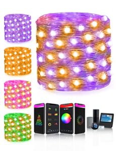 probro smart fairy lights, 66ft wifi dynamic halloween lights work with alexa google home rgb color changing christmas lights outdoor 44 modes music sync string lights bedroom for halloween christmas