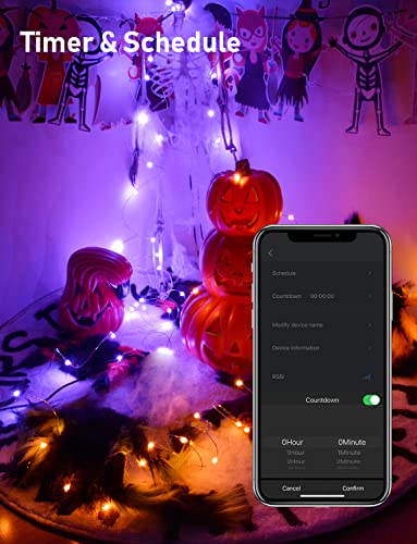 Probro Smart Fairy Lights, 66ft WiFi Dynamic Halloween Lights Work with Alexa Google Home RGB Color Changing Christmas Lights Outdoor 44 Modes Music Sync String Lights Bedroom for Halloween Christmas