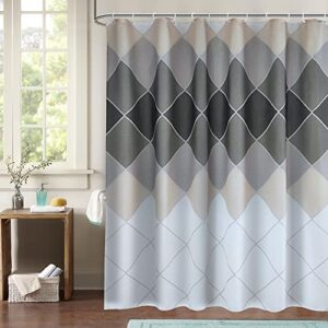 yezex shower curtain set with 12 hooks - waterproof polyester fabric shower curtains for modern home bathroom decorations, machine washable, 72"x78"