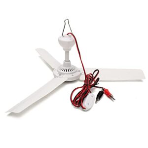 EXDOLL Portable Ceiling Fan 12V DC Mini Hanging Fan 19.7” Silent Camping Tent Hanging Fan Mute Energy-Saving Fans Bedroom Breeze Gazebo Fan Battery Powered