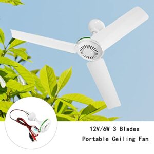 EXDOLL Portable Ceiling Fan 12V DC Mini Hanging Fan 19.7” Silent Camping Tent Hanging Fan Mute Energy-Saving Fans Bedroom Breeze Gazebo Fan Battery Powered