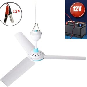 EXDOLL Portable Ceiling Fan 12V DC Mini Hanging Fan 19.7” Silent Camping Tent Hanging Fan Mute Energy-Saving Fans Bedroom Breeze Gazebo Fan Battery Powered