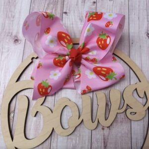 BOWS BOWS 8" Inches Jumbo Handmade Grosgrain Ribbon HairBow Alligator Clip Pink Strawberry Woman Girls Bows Hairclip