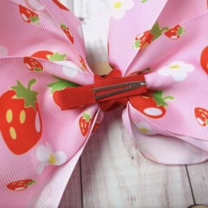 BOWS BOWS 8" Inches Jumbo Handmade Grosgrain Ribbon HairBow Alligator Clip Pink Strawberry Woman Girls Bows Hairclip