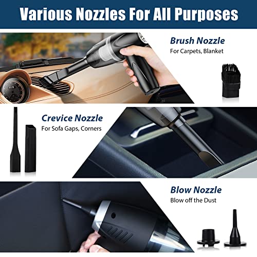 Howtine Portable Car Vacuum Cleaner - High Power 8000PA Suction, 15Ft Corded Handheld Whole Car Detailing Vacuum with Multi-nozzles and Air Blower for Wet, Dry, Pet Hair