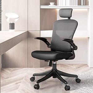 NOXXON Ergonomic Office Chair,Office Chair,High Back Tilt Ergonomic Home Office Desk Chair Black Adjustable Height Computer Chair with Flip Up Arms & Headrest & Lumbar Support & Rolling Wheels