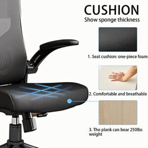 NOXXON Ergonomic Office Chair,Office Chair,High Back Tilt Ergonomic Home Office Desk Chair Black Adjustable Height Computer Chair with Flip Up Arms & Headrest & Lumbar Support & Rolling Wheels