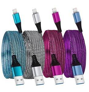 borcall usb to lightning cable：6ft 4pack braided fast charging power adapter cargador cords for iphone 13 pro max/12 pro max/12pro/11 pro max/xs/xr/8/7/6s plus ipad mini air pod color wire
