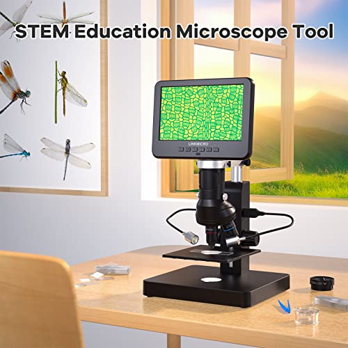 LINKMICRO 3 Lens HDMI Digital Microscope Adult Kids 2000X LM246S 7'' IPS Error Coin Microscope Full View of Coins UHD 2160P, STEM Biological Microscope Kit, Windows, 32G SD Card