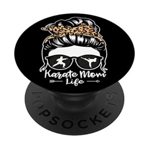karate mom life messy bun hair funny karate popsockets swappable popgrip
