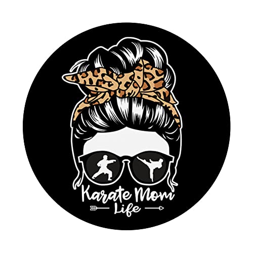 Karate Mom Life Messy Bun Hair Funny Karate PopSockets Swappable PopGrip