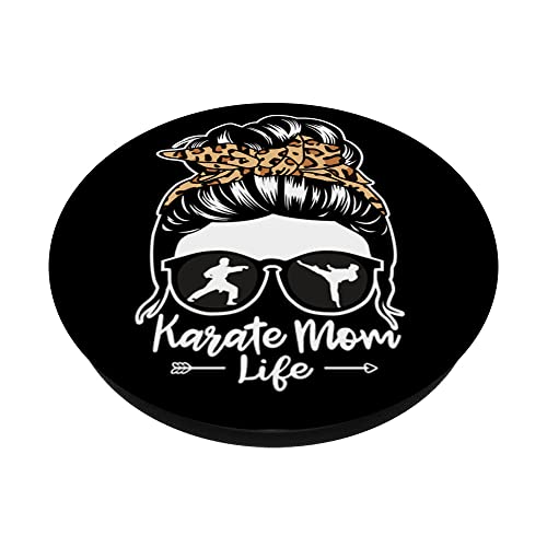 Karate Mom Life Messy Bun Hair Funny Karate PopSockets Swappable PopGrip