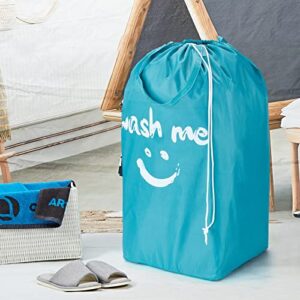 HOMEST 2 Pack Wash Me Travel Laundry Bag with Handles, Square Base Can Carry Up to 3 Loads of Clothes, Dirty Clothes Storage with Drawstring Closure,Light Blue and Grey
