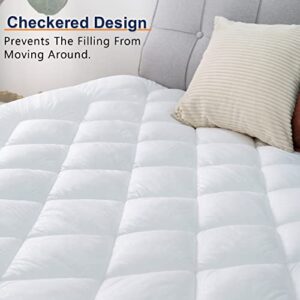 Full Mattress Topper, Comfort Cooling 3D Snow Down Alternative, Soft Fluffy Top for Back Pain, Thick Mattress Pad with Adjustable Straps