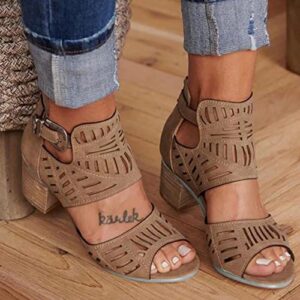 Lace Up Sandals, Sandals for Women, Women's Mindra Espadrille Wedge Sandal Women's Bold Buckles Studded Wedge Sandal Brown