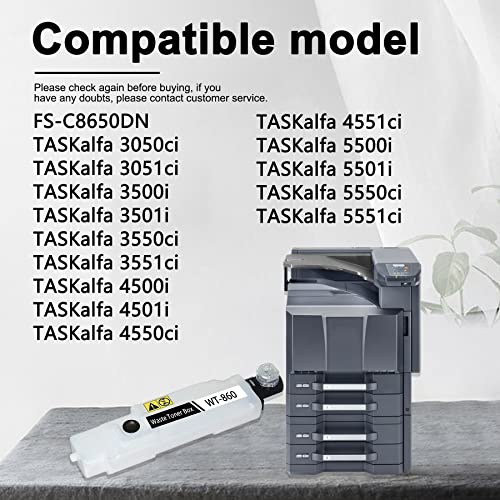 ARGINK WT 860 Compatible WT-860 (1902LC0UN0) Waste Toner Box Replacement for Kyocera WT 860 FS-C8650DN TASKalfa 3050ci 3051ci 3500i 3501i 3550ci 3551ci 4500i 4501i Printer, (2 Pack, Black)