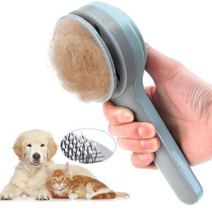 cat brush for shedding, dog self cleaning slicker grooming brushes for dogs cats pet brush tool gently removes loose undercoat pets hair slicker brush for pet massage cleaning-easy to use