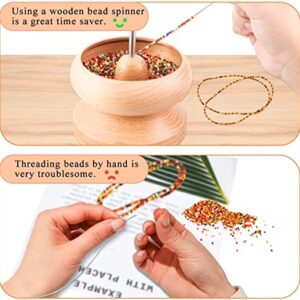 hobbyworker The Upgrade Version Wooden Bead Spinner with 2 Pcs Big Needles,8000 Pcs Seed Beads and 1 Surprise Gift Pack for Jewelry Making Tools,Quickly Stringing Beads Tool