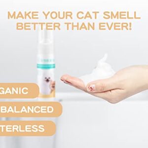 FAMOUS Waterless Cat Shampoo, Dry Shampoo for Cats, Rinse Free and Relieves Hairballs, for Smelly Pets, Natural Ingredients Pet Shampoo Without Alcohol, No Water or Rinses Needed