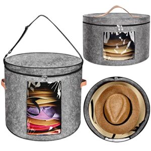 caphont 2 pack huge hat box for women & men hat storage boxes foldable felt round travel hat organizer large size (19" d x 17" h) & small size (17" d x 10" h) with dustproof lid for various hats