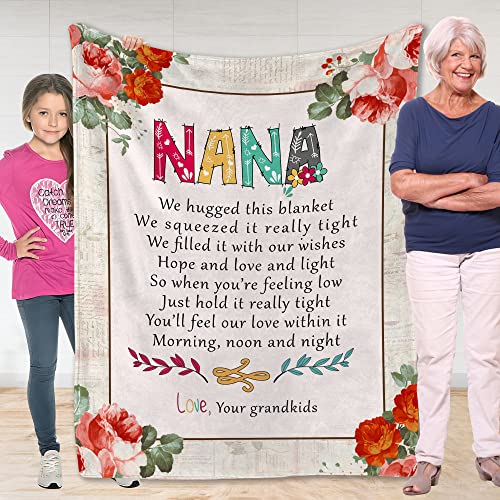 Fastpeace Nana Gifts, Nana Blankets for Nana Grandma Mom Grandmother, Birthday Gifts for Nana from Granddaughter Grandson Grandchildren - Nana Blanket Presents Throw 50x60