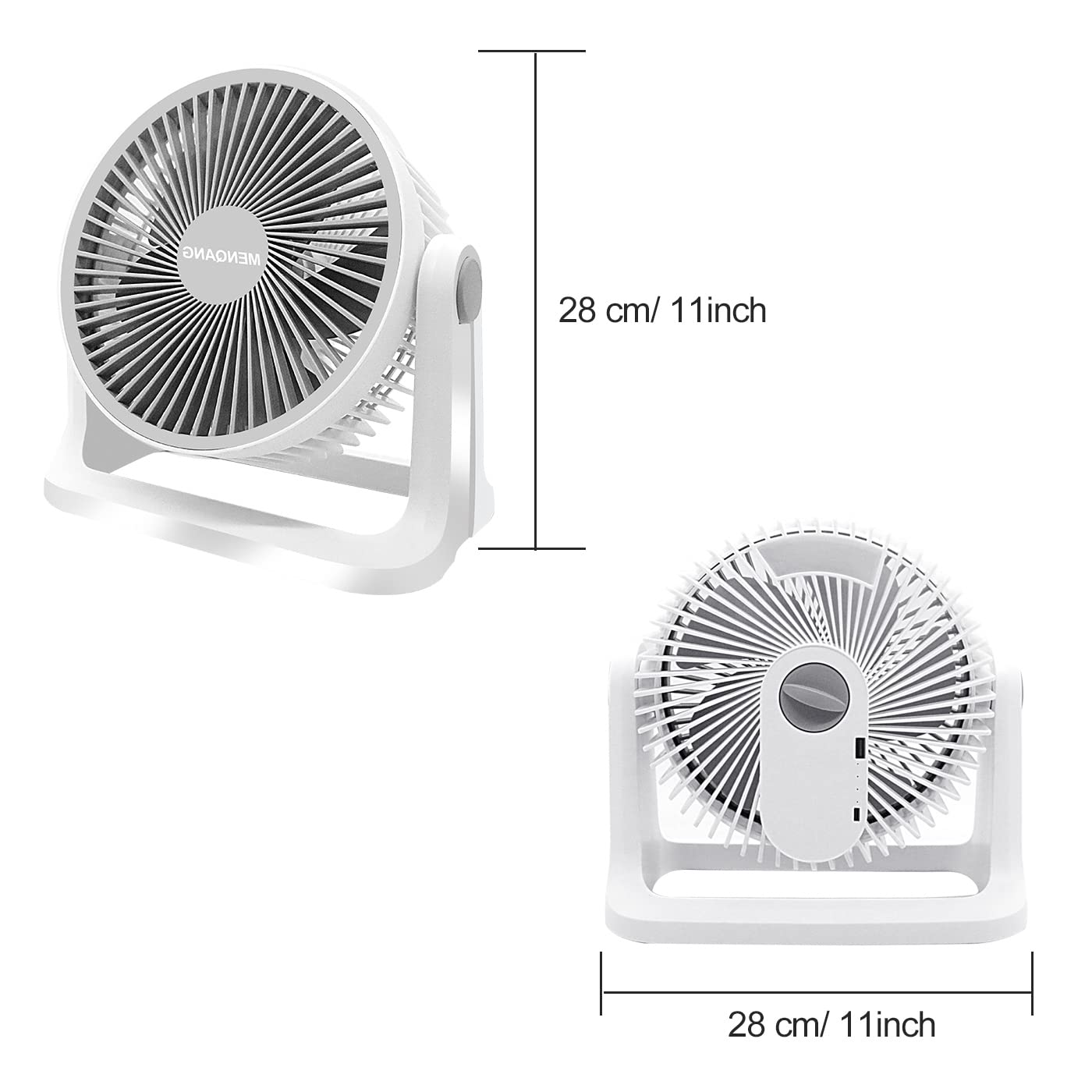 MENQANG 12V Electric Car Cooling Fan 360° Rotatable Dual Heads Air Circulator Fan Manual Rotation 2 Speed. (White)