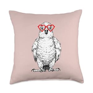 the pawster sun conure valentines day bird mom parrot lover throw pillow, 18x18, multicolor