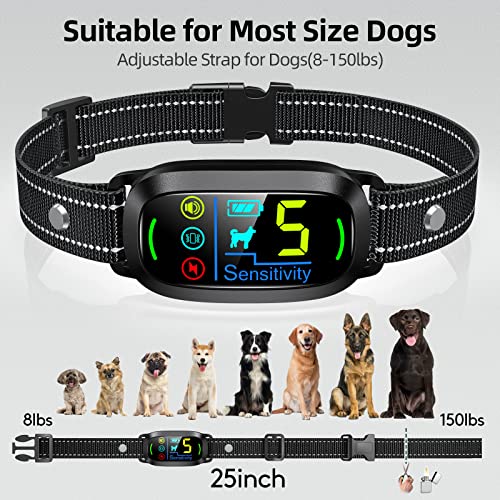 Dog Bark Collar, FAFAFROG Rechargeable Smart Barking Collar, Anti Bark Training Collar with 5 Adjustable Sensitivity Beep Vibration Shock, Bark Shock Collar for Large Medium Small Dogs (Black)